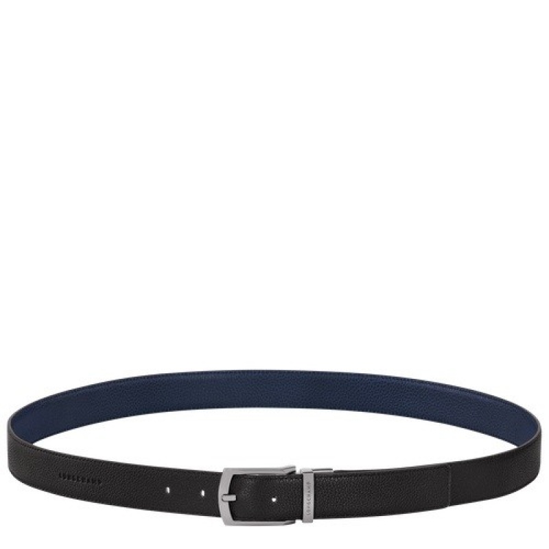 Black/Navy Longchamp Le Foulonné Men\'s Belt | SN-LCMP49456