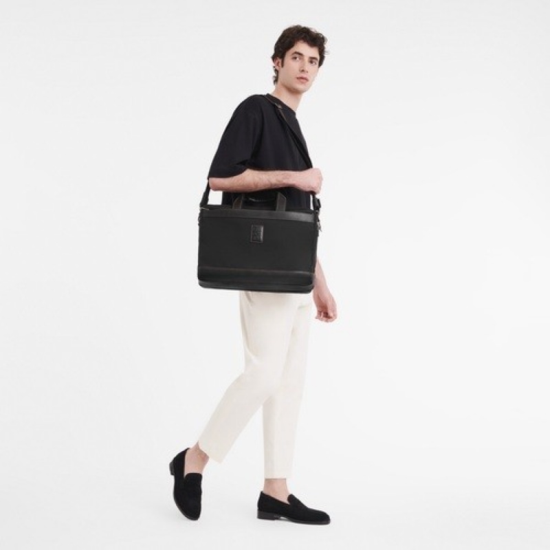 Black Longchamp Boxford L Briefcase | SN-LCMP49030