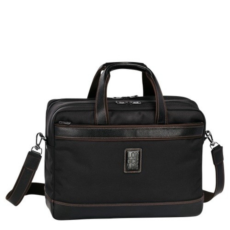 Black Longchamp Boxford L Briefcase | SN-LCMP49030