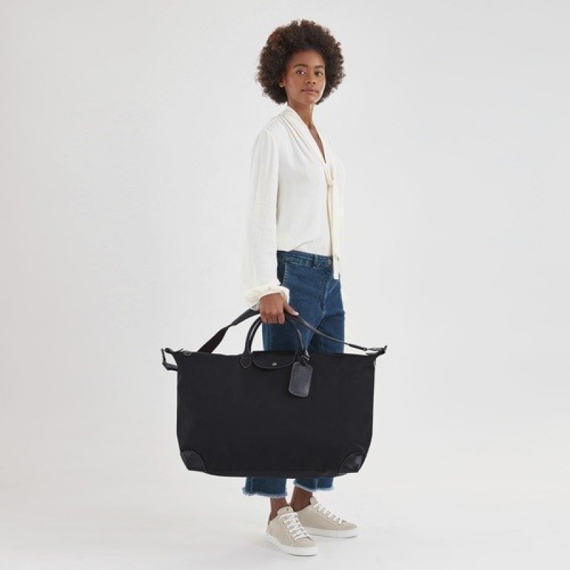 Black Longchamp Boxford M Travel Bag | SN-LCMP49345