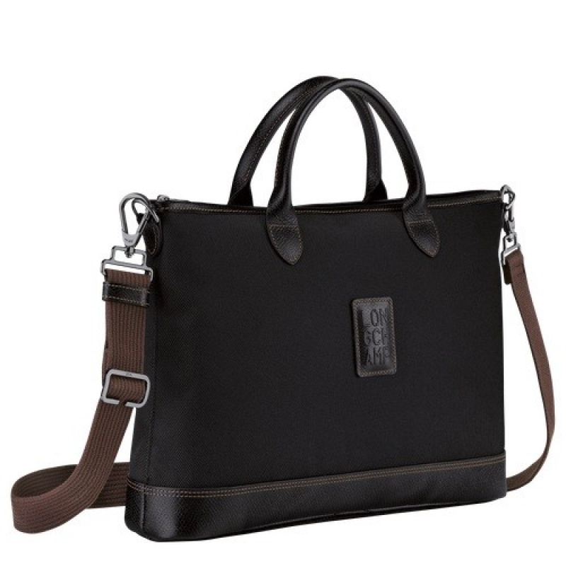 Black Longchamp Boxford S Briefcase | SN-LCMP49036