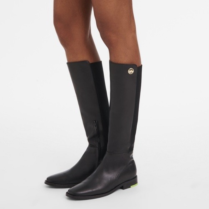 Black Longchamp Box-trot Riding Boots | SN-LCMP48804