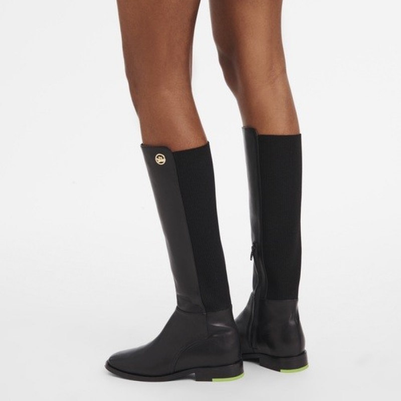 Black Longchamp Box-trot Riding Boots | SN-LCMP48804