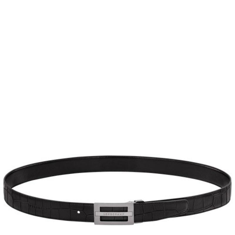 Black Longchamp Delta Box Men's Belt Set | SN-LCMP49441