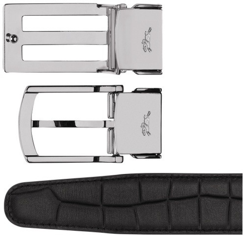 Black Longchamp Delta Box Men's Belt Set | SN-LCMP49441