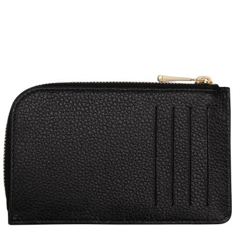 Black Longchamp Le Foulonné Card Holder | SN-LCMP49256