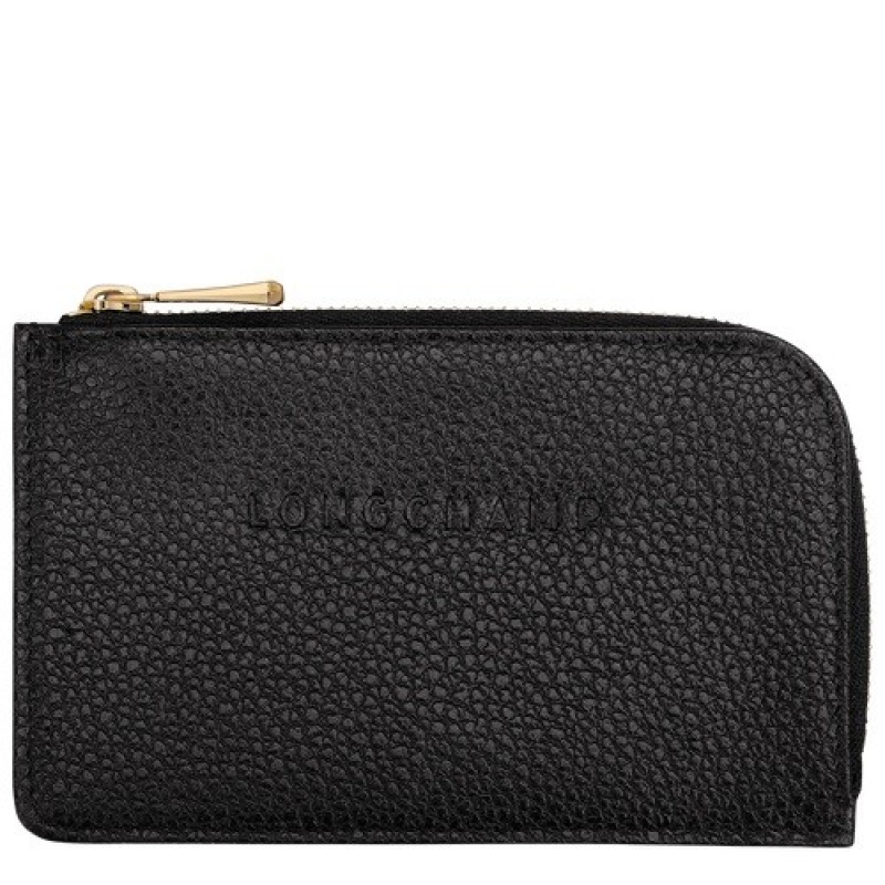 Black Longchamp Le Foulonné Card Holder | SN-LCMP48346