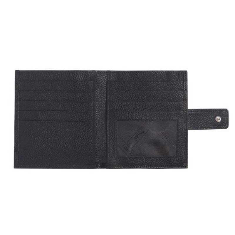 Black Longchamp Le Foulonné Compact Wallet | SN-LCMP48262