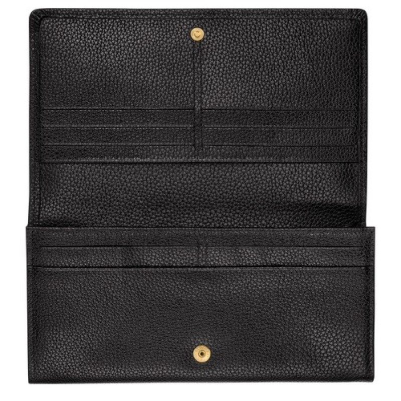 Black Longchamp Le Foulonné Continental Wallet | SN-LCMP48266