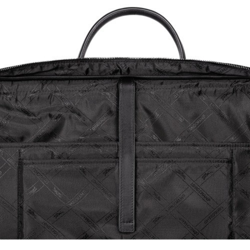 Black Longchamp Le Foulonné L Briefcase | SN-LCMP49043