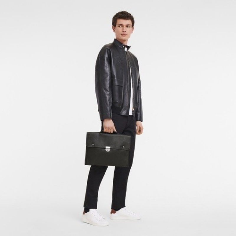 Black Longchamp Le Foulonné S Briefcase | SN-LCMP49042