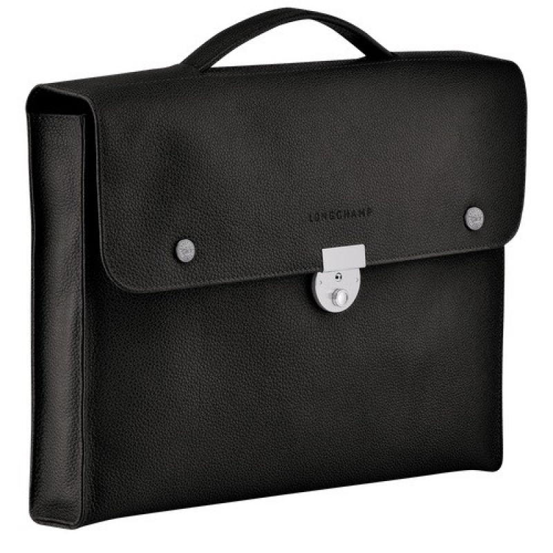 Black Longchamp Le Foulonné S Briefcase | SN-LCMP49042