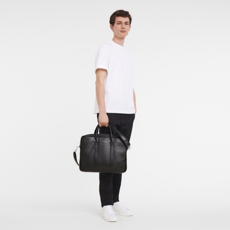 Black Longchamp Le Foulonné S Briefcase | SN-LCMP49049