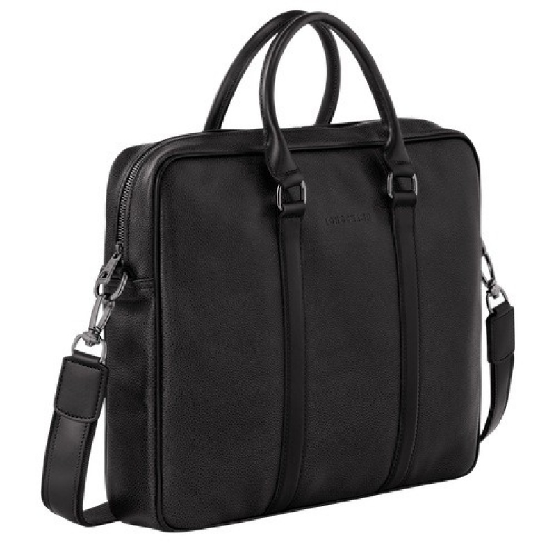 Black Longchamp Le Foulonné S Briefcase | SN-LCMP49049