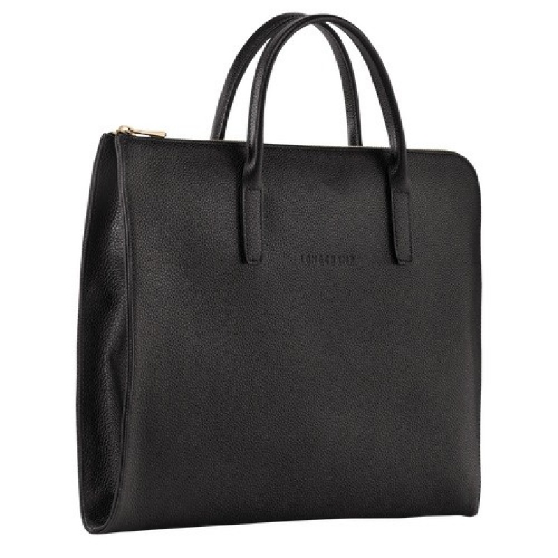 Black Longchamp Le Foulonné S Briefcase | SN-LCMP49057