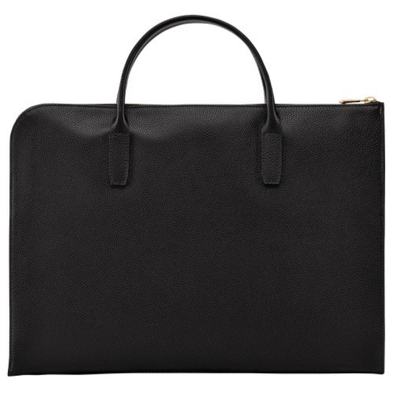 Black Longchamp Le Foulonné S Briefcase | SN-LCMP49057