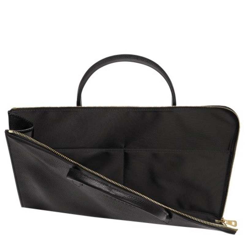 Black Longchamp Le Foulonné S Briefcase | SN-LCMP49057