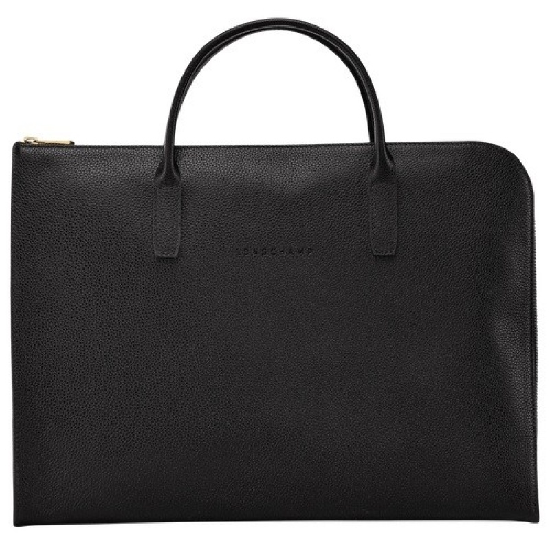 Black Longchamp Le Foulonné S Briefcase | SN-LCMP49057