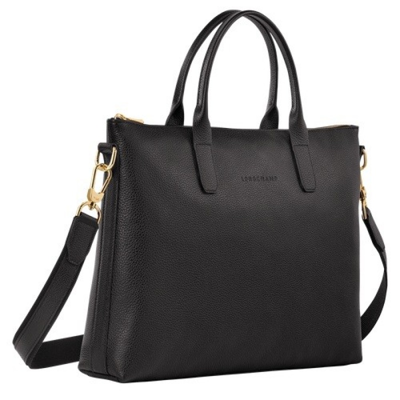 Black Longchamp Le Foulonné S Briefcase | SN-LCMP49062