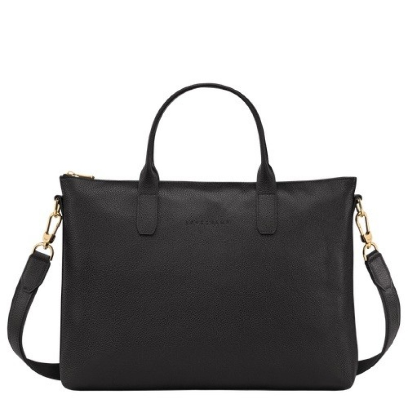 Black Longchamp Le Foulonné S Briefcase | SN-LCMP49062