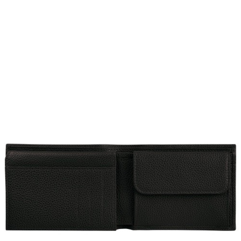 Black Longchamp Le Foulonné Wallet | SN-LCMP49218