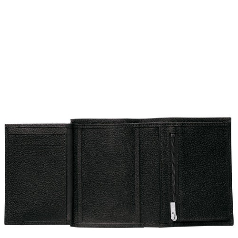 Black Longchamp Le Foulonné Wallet | SN-LCMP49221