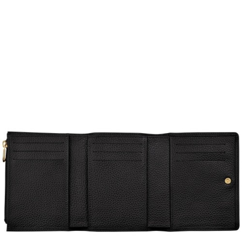 Black Longchamp Le Foulonné Wallet | SN-LCMP49229