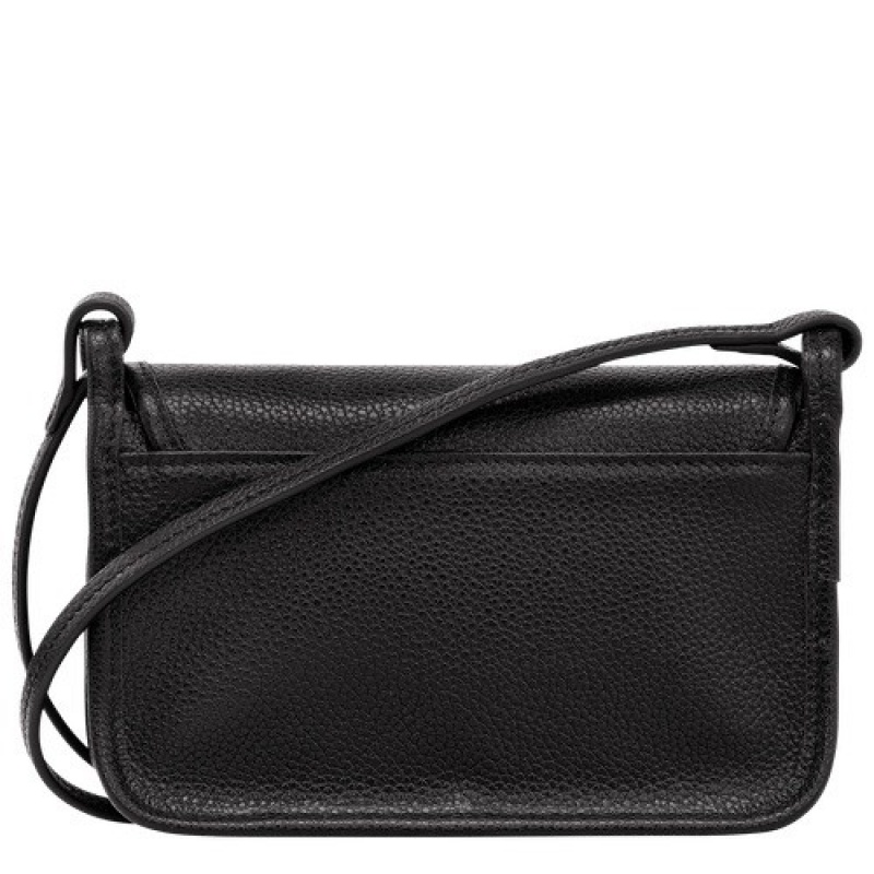 Black Longchamp Le Foulonné Wallet On Chain | SN-LCMP47846