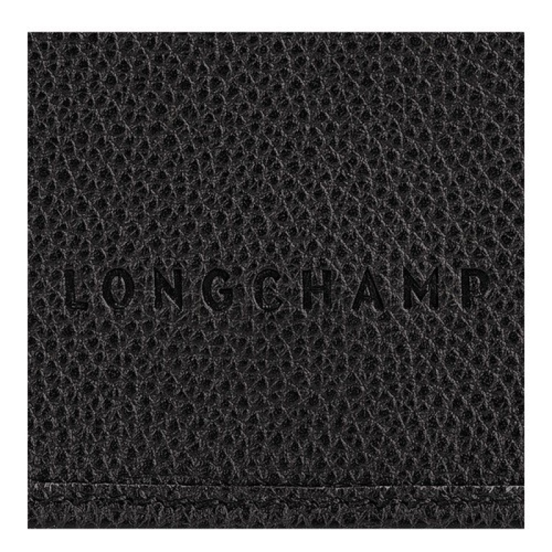 Black Longchamp Le Foulonné Wallet On Chain | SN-LCMP47846