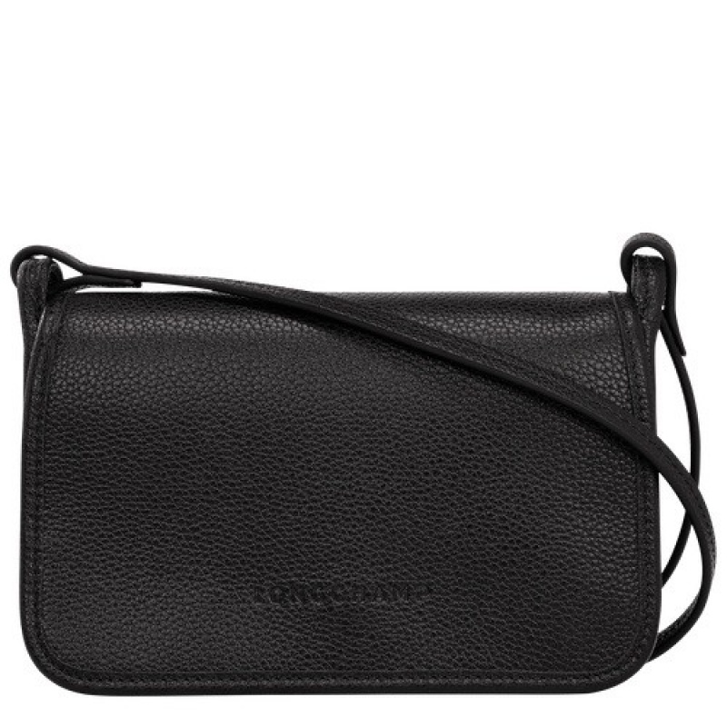 Black Longchamp Le Foulonné Wallet On Chain | SN-LCMP47846