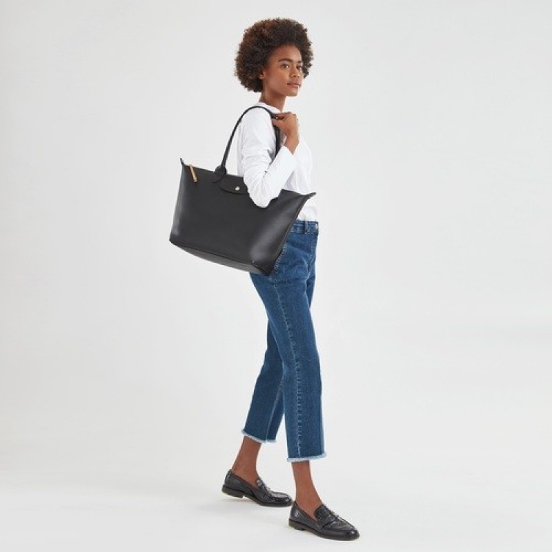 Black Longchamp Le Pliage City L Tote Bag | SN-LCMP47956