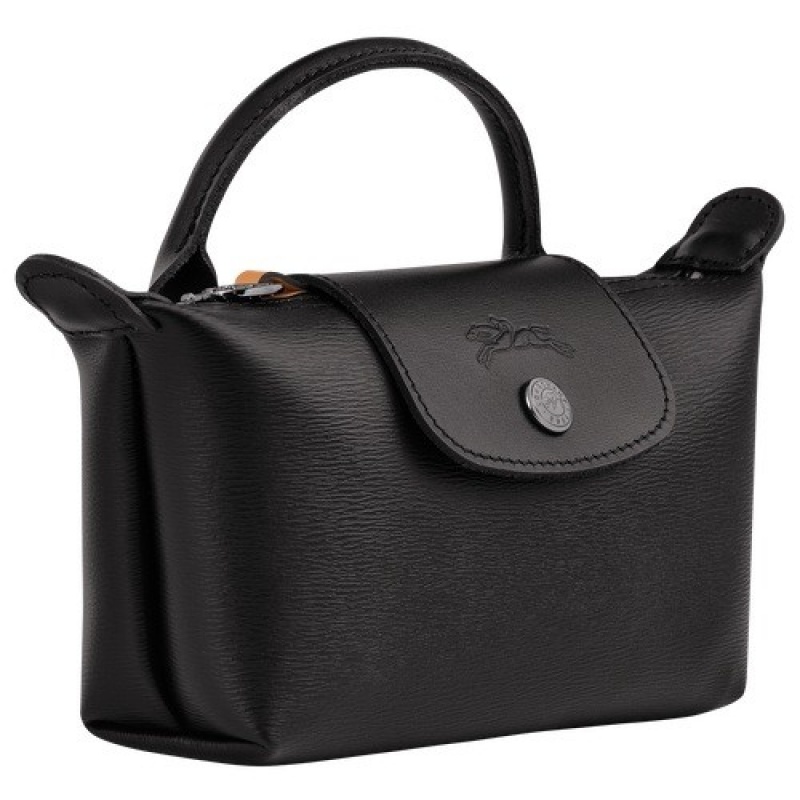 Black Longchamp Le Pliage City Pouch With Handle | SN-LCMP48380