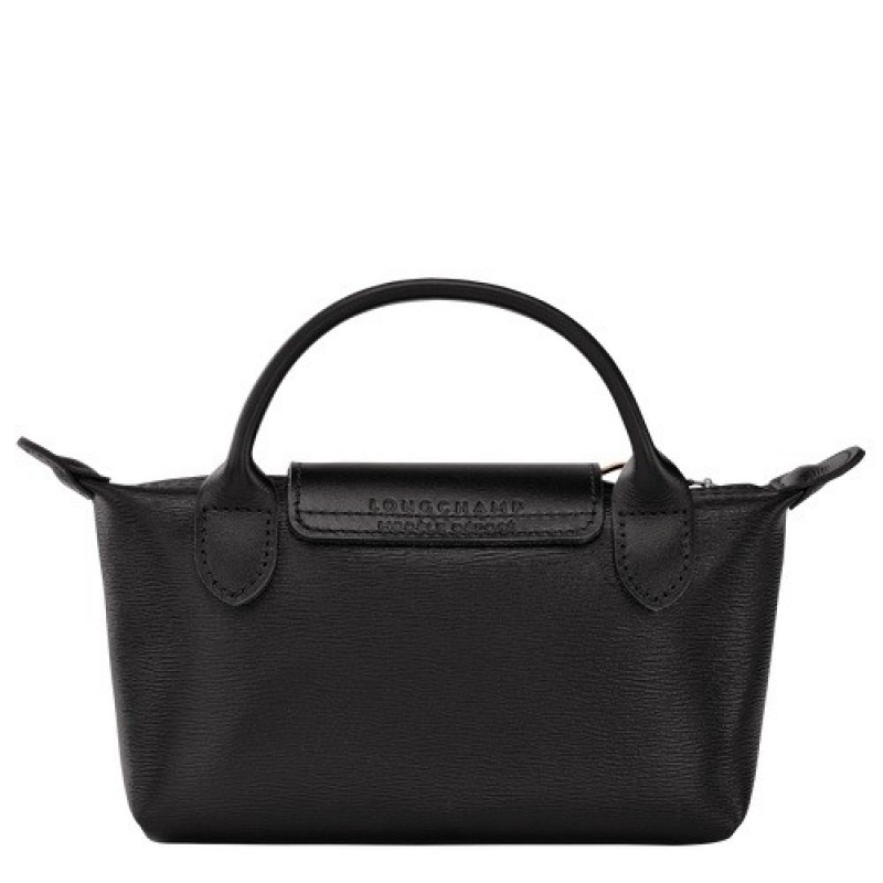 Black Longchamp Le Pliage City Pouch With Handle | SN-LCMP48380