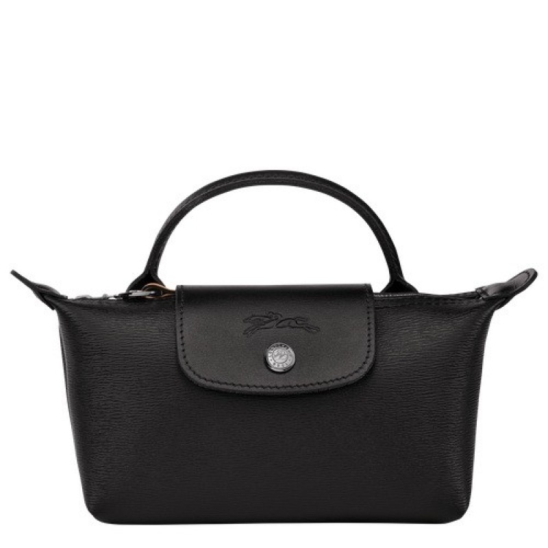 Black Longchamp Le Pliage City Pouch With Handle | SN-LCMP48380