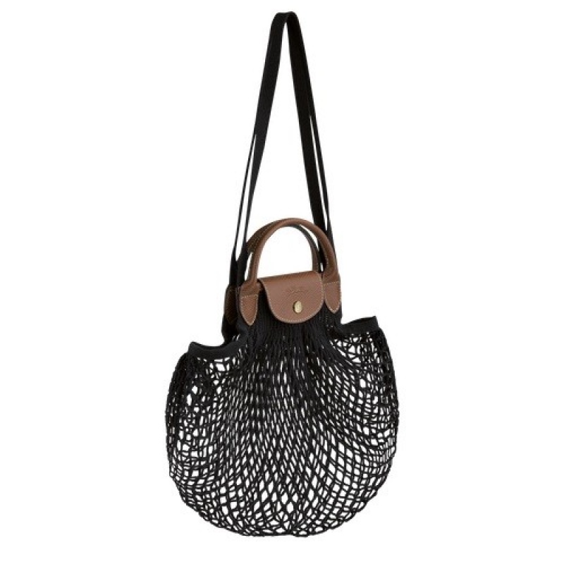 Black Longchamp Le Pliage Filet L Mesh Bag | SN-LCMP47782