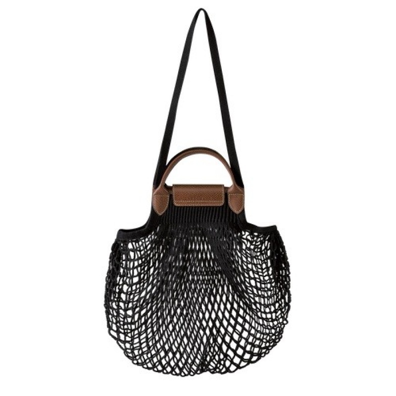 Black Longchamp Le Pliage Filet L Mesh Bag | SN-LCMP47782