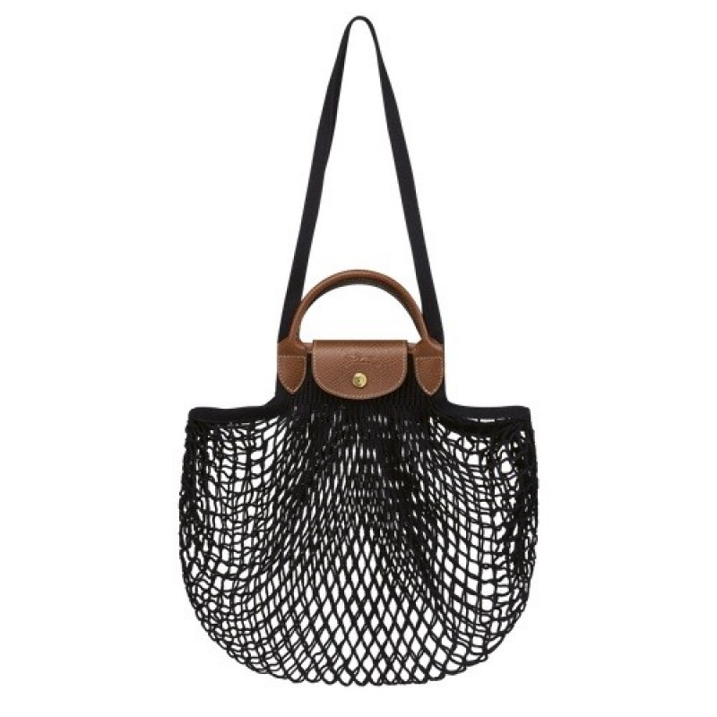 Black Longchamp Le Pliage Filet L Mesh Bag | SN-LCMP47782