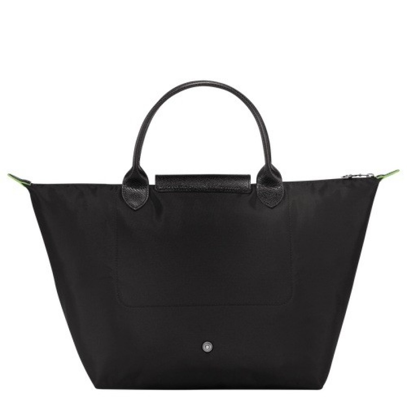 Black Longchamp Le Pliage Green M Handbag | SN-LCMP47718