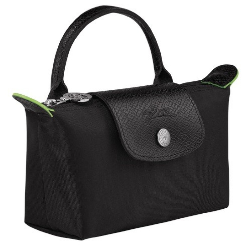 Black Longchamp Le Pliage Green Pouch With Handle | SN-LCMP48401