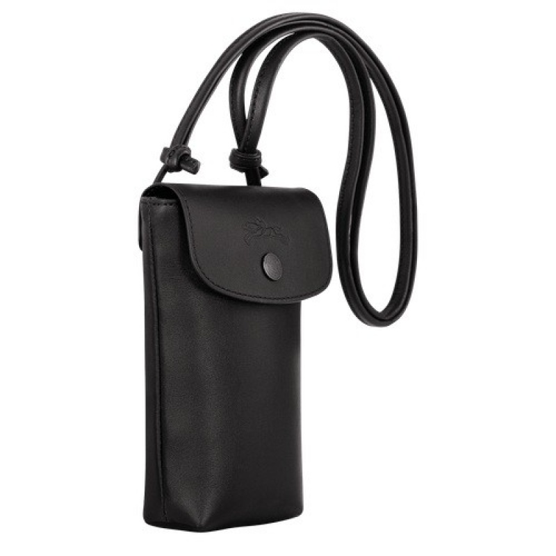 Black Longchamp Le Pliage Xtra Phone Case With Leather Lace | SN-LCMP48234