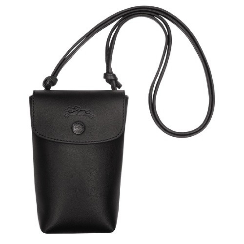 Black Longchamp Le Pliage Xtra Phone Case With Leather Lace | SN-LCMP48234