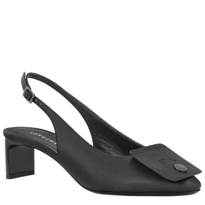 Black Longchamp Le Pliage Xtra Slingback Pumps | SN-LCMP48826