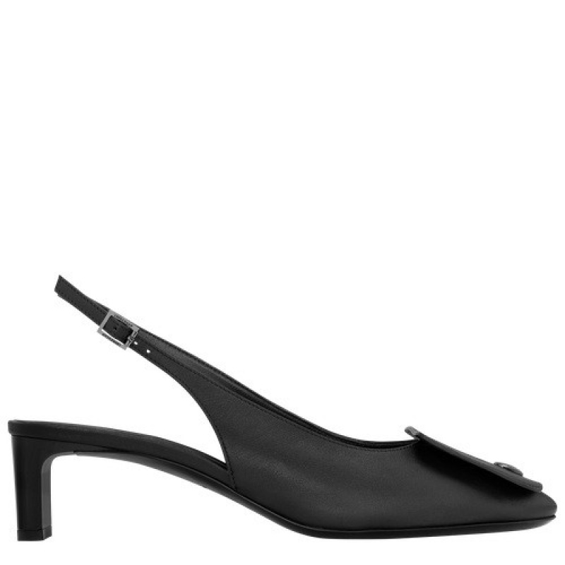 Black Longchamp Le Pliage Xtra Slingback Pumps | SN-LCMP48826