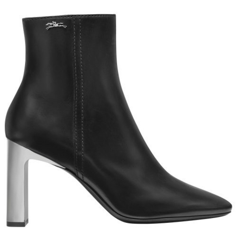 Black Longchamp MéTal High Heel Low Boots | SN-LCMP48801