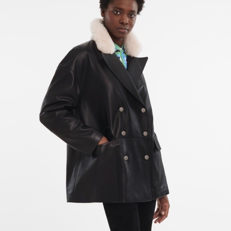 Black Longchamp Pea Coat | SN-LCMP48612