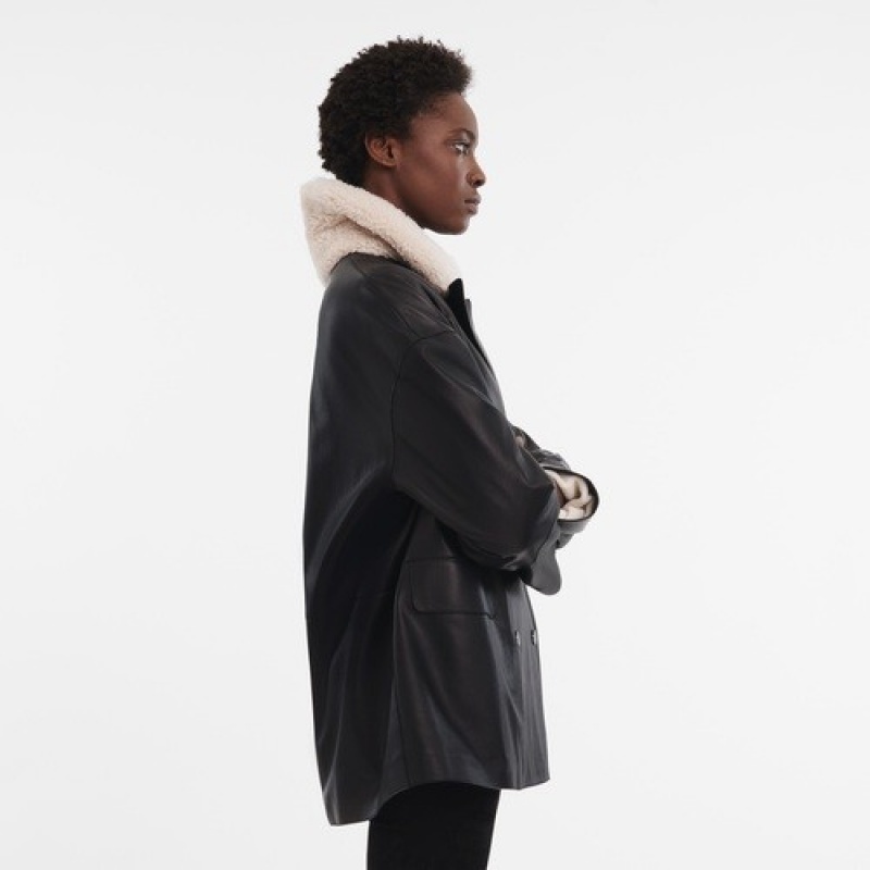 Black Longchamp Pea Coat | SN-LCMP48612