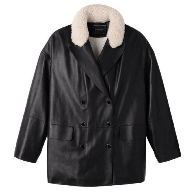 Black Longchamp Pea Coat | SN-LCMP48612