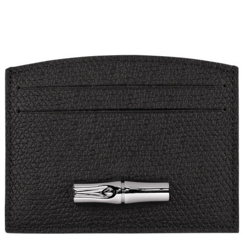 Black Longchamp Roseau Card Holder | SN-LCMP48332