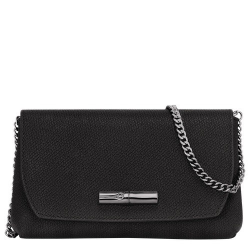 Black Longchamp Roseau Clutch | SN-LCMP47872