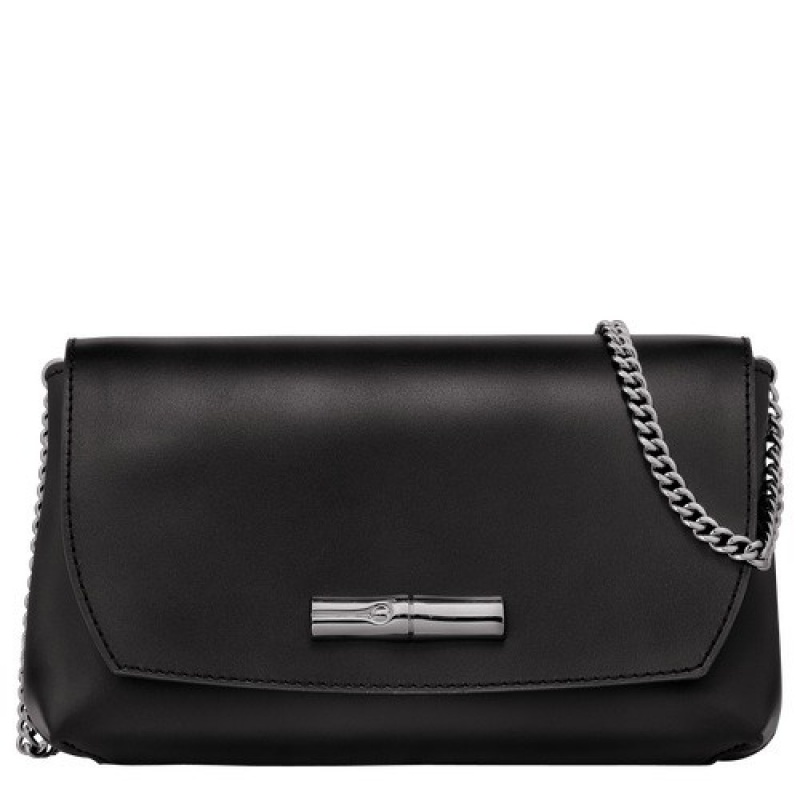 Black Longchamp Roseau Clutch | SN-LCMP47878